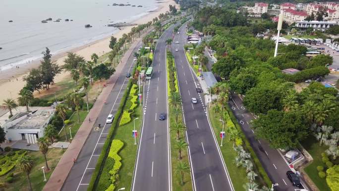 福建厦门环岛路椰风寨航拍