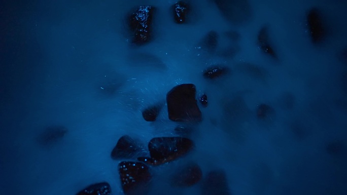 【4K正版】蓝眼泪海浪冲刷礁石视频素材