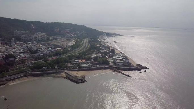 福建厦门环岛路胡里山炮台航拍