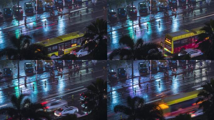 雨夜城市交通-延时