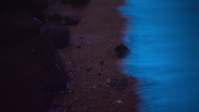 【4K正版】蓝眼泪海浪冲刷沙滩海滩礁石