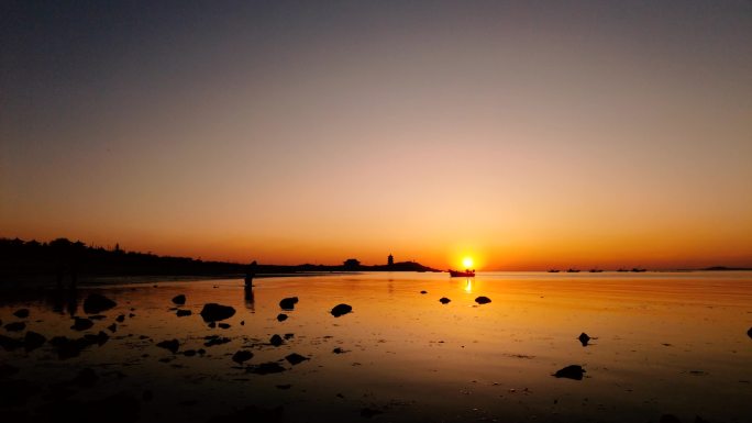 海上落日夕阳延时4K