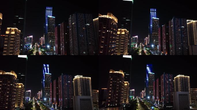 西安高新CBD夜景航拍4K西安宣传片素材
