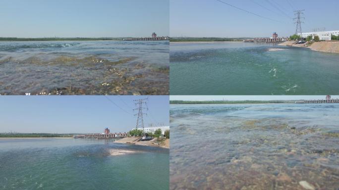 黄河西霞院坝下河流流动的水面