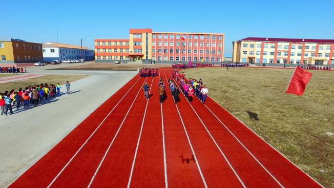 中学小学学生学校少年操场跑步