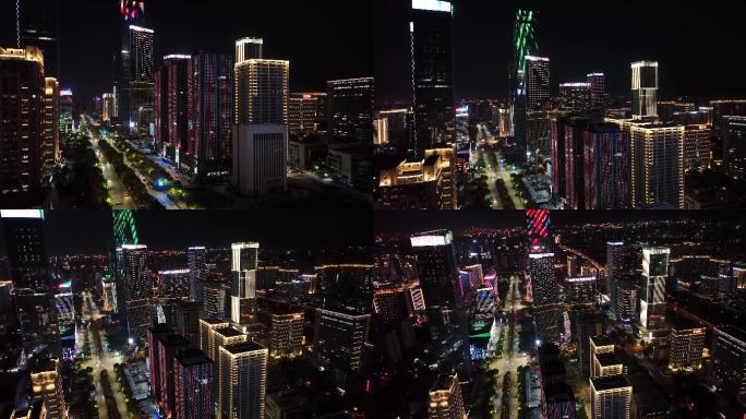 西安高新CBD夜景航拍4K西安宣传片素材