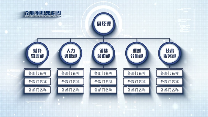 简洁商务企业组织架构图