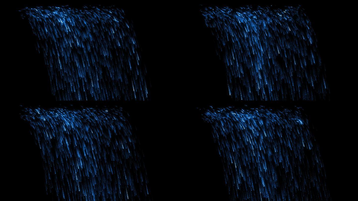 蓝色粒子瀑布（透明通道）