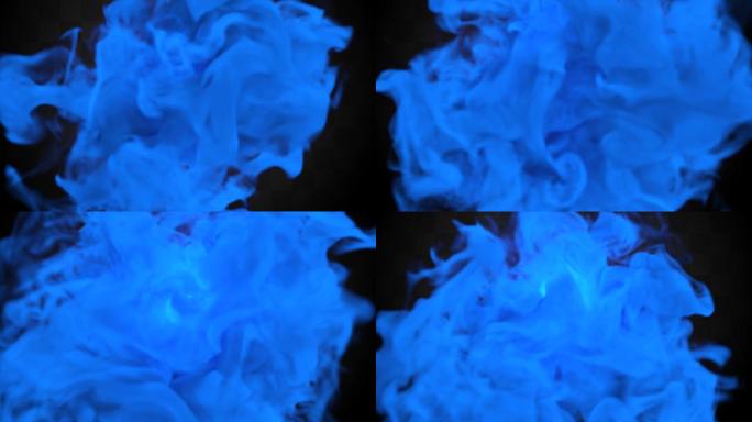 【通道】蓝色水墨色彩艺术烟雾特效素材