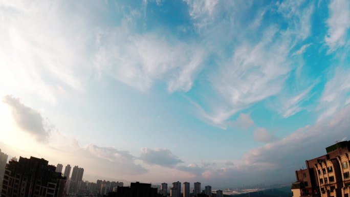 城市天空云彩延时摄影