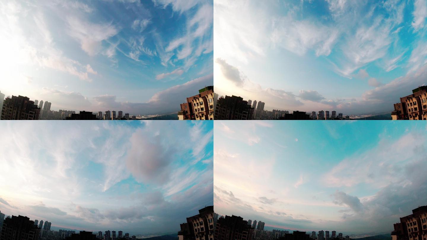 城市天空云彩延时摄影