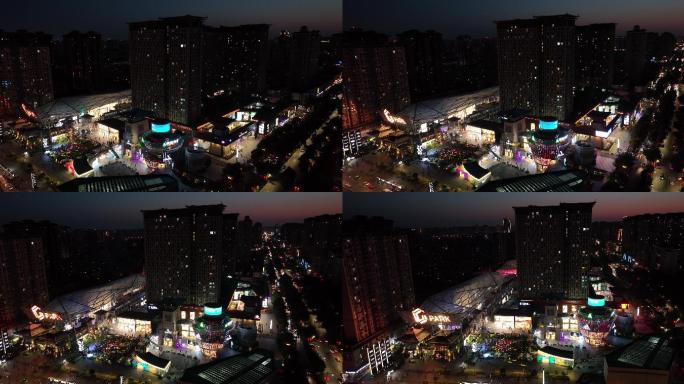 西安老城根航拍gpark繁华商场人流夜景
