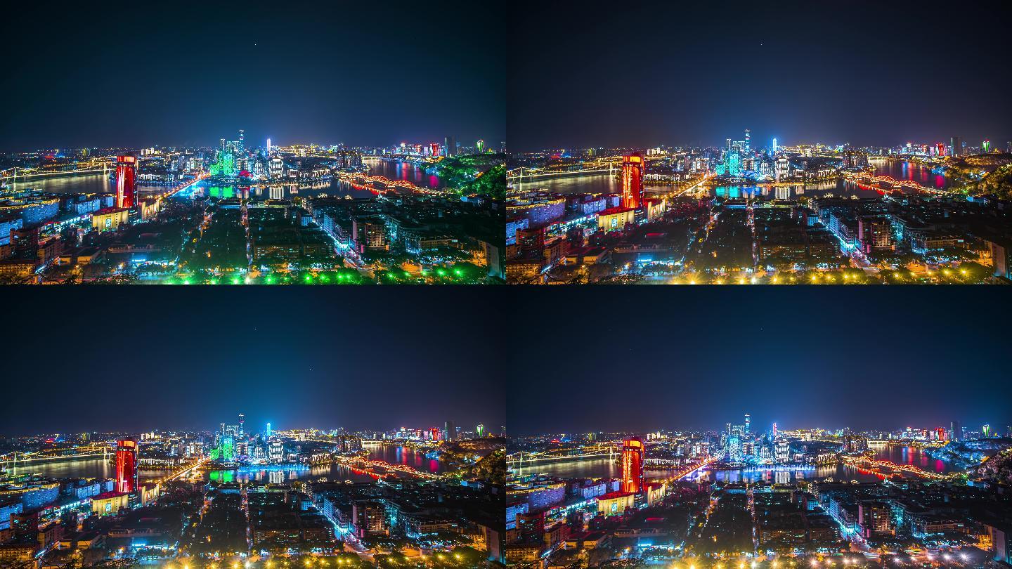 8k延时夜景CBD广西柳州新城区素材
