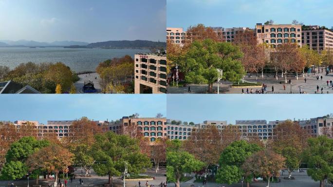 《4K超清》杭州西湖湖滨路步行街航拍