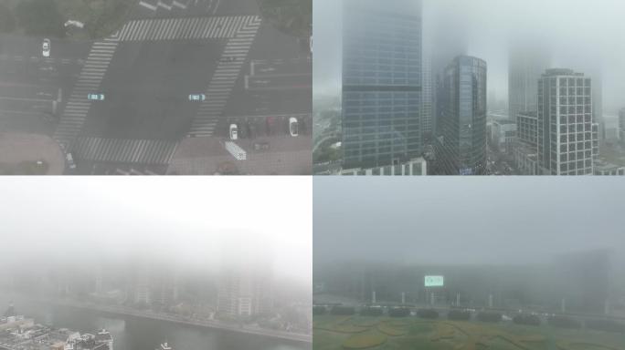 城市污染雾霾城市大雾