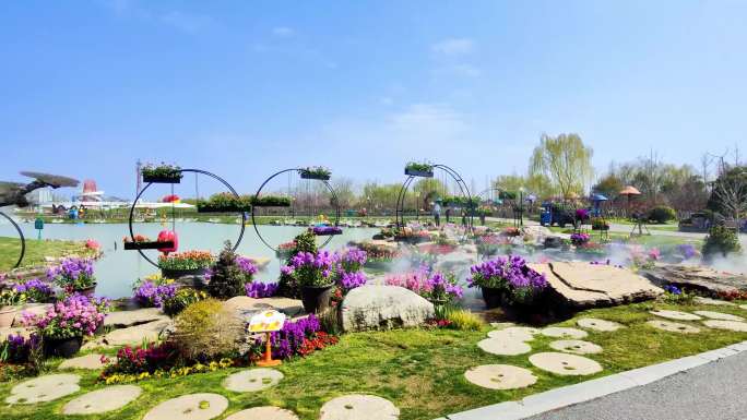 荷兰花海景区 花镜 美景 风景 湖