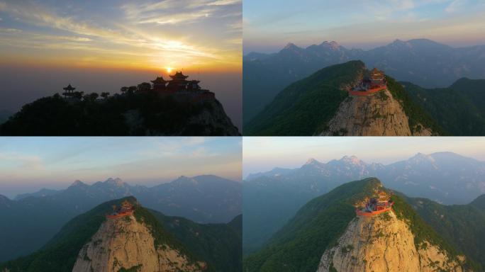 河南南阳五朵山日出航拍