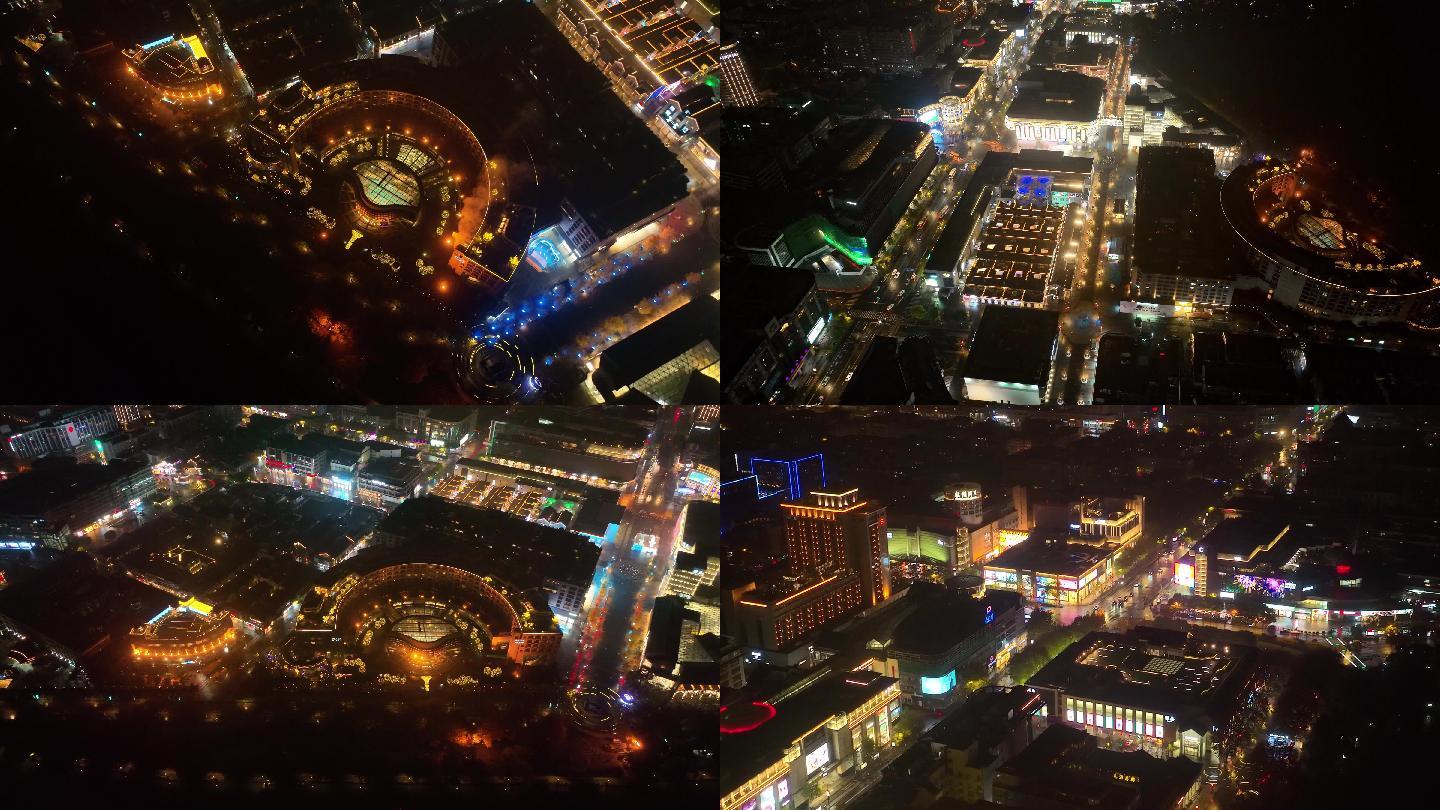 《4K超清》杭州湖滨商业街夜景航拍