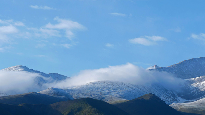 【6K】美丽壮观风景草原雪山蓝天白云雾气