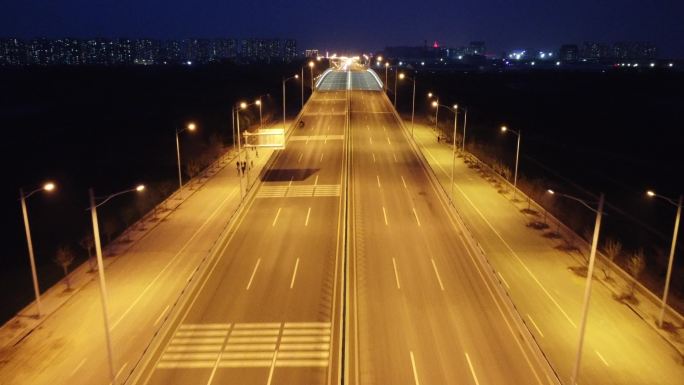 高架桥夜景航拍素材