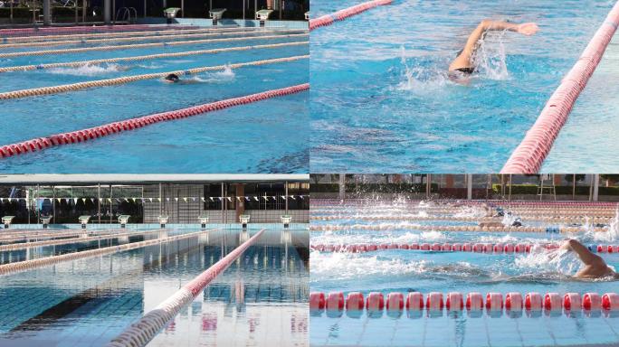 游泳训练馆跳水游泳4K素材
