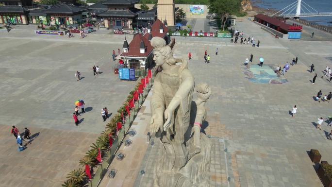 《超清4K》锦州笔架山女神雕像航拍