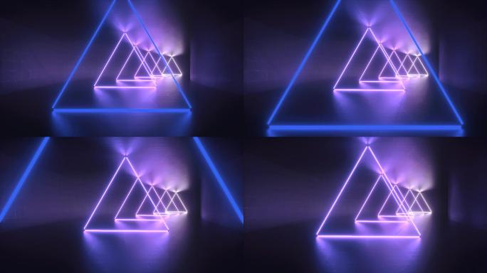 【4K时尚背景】蓝色3D隧道穿梭炫酷空间