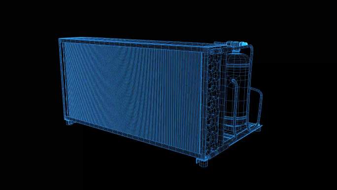 4K蓝色线框全息科技动画冷却装置带通道
