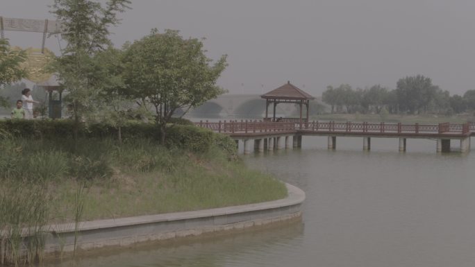 济阳区澄波湖大桥远处航拍