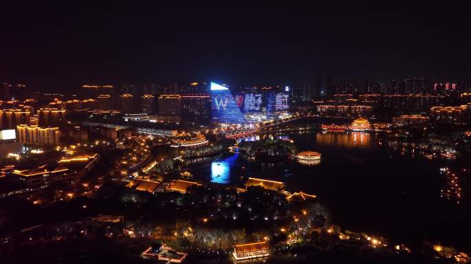 西安曲江池遗址公园西安曲江w酒店西安夜景