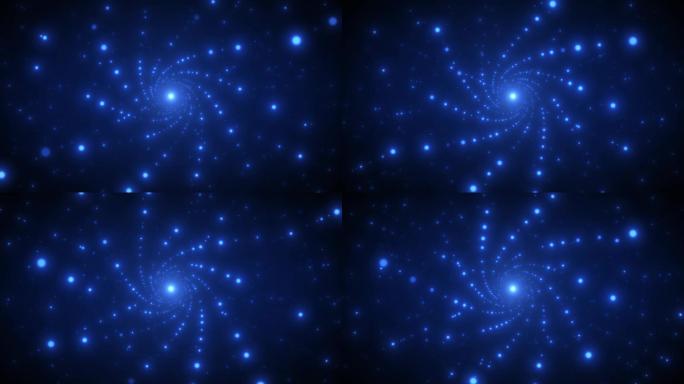 4K蓝色螺旋粒子隧道空间背景无缝循环