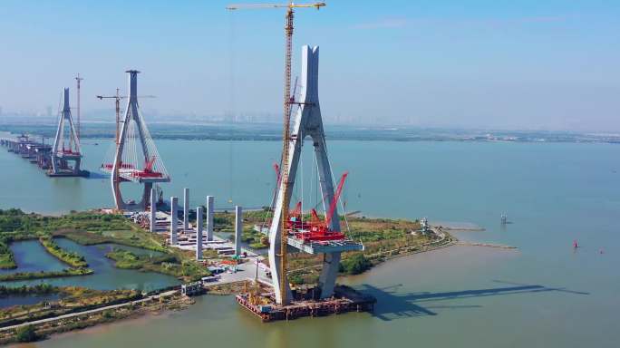 珠海洪鹤大桥建设期间4K航拍