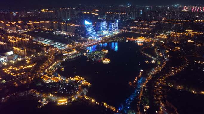 西安曲江池遗址公园西安曲江w酒店西安夜景