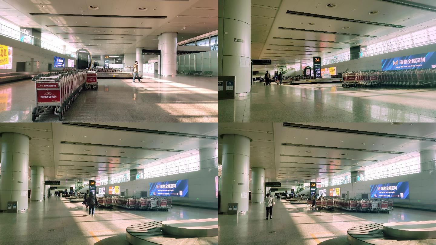 疫情下广州白云机场T1航站楼冷清到达区