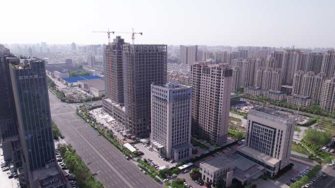 5K潍坊现代高新区城市建筑城市街道车流