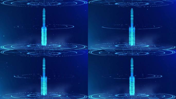 4K蓝色科技光影火箭展示背景循环
