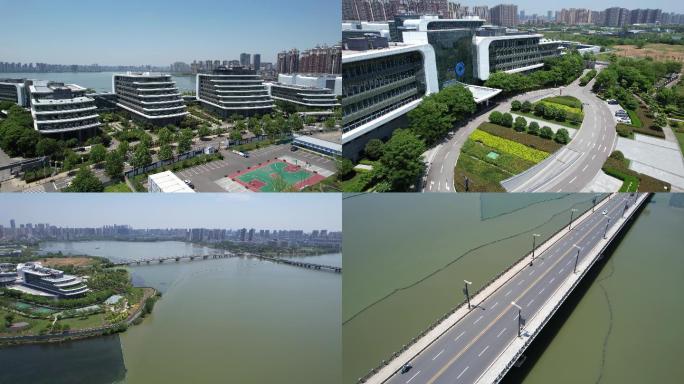 武汉南湖大桥建设银行4k航拍视频素材