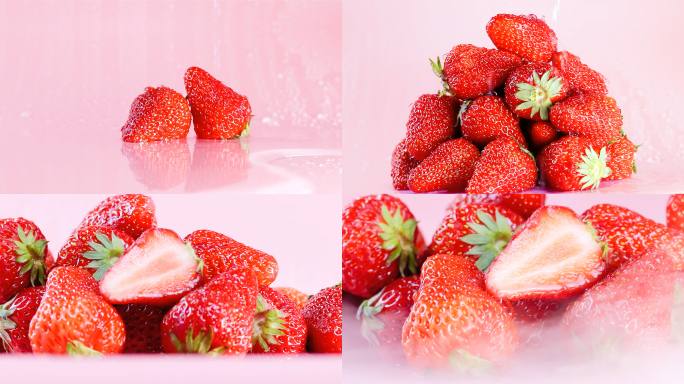 新鲜美味香甜草莓水果美食4K实拍视频素材