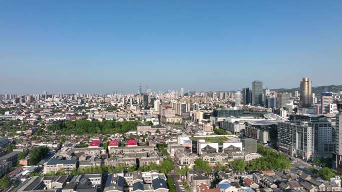 济南超然楼大明湖老城区城市风景航拍4k