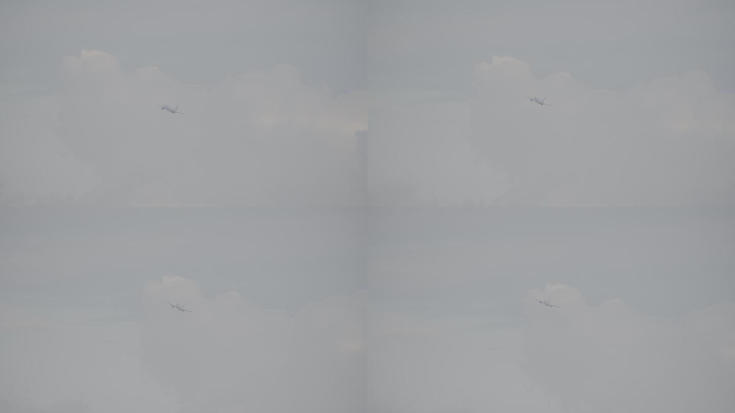 4K飞机起飞穿过云彩（S-Log3素材）