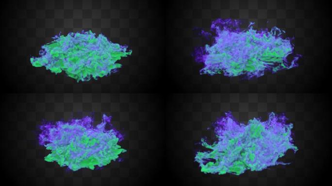 【通道】蓝绿色流体烟雾毒气扩散特效