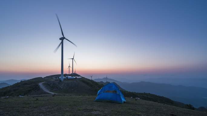 8K河南信阳新县大别山风电场夜转日延时