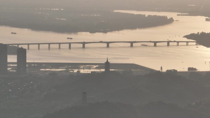 杭州三江汇袁浦大桥富春江、钱塘江、浦阳江