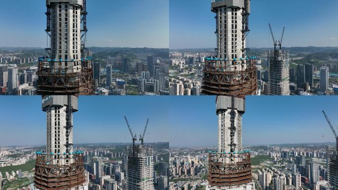济南国金中心山东第一高超高层建设航拍4k