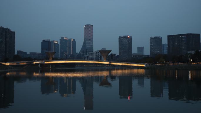 成都天府新区高新区欧洲中心夜景延时风光