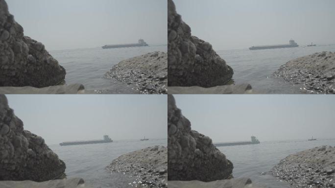 江拍岩石 船