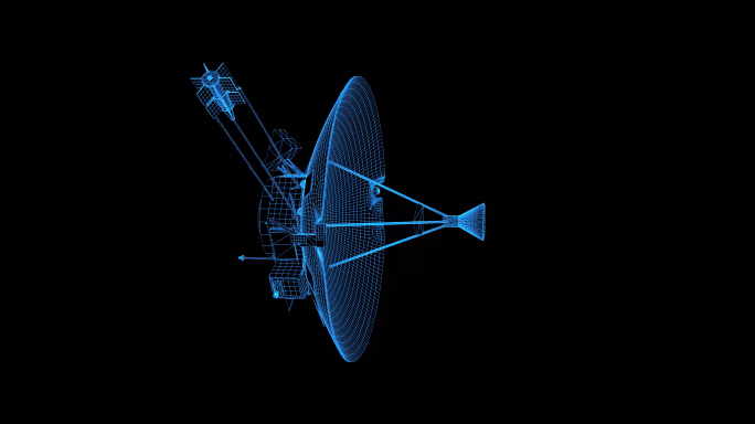 4K蓝色全息线框天线卫星动画循环带通道