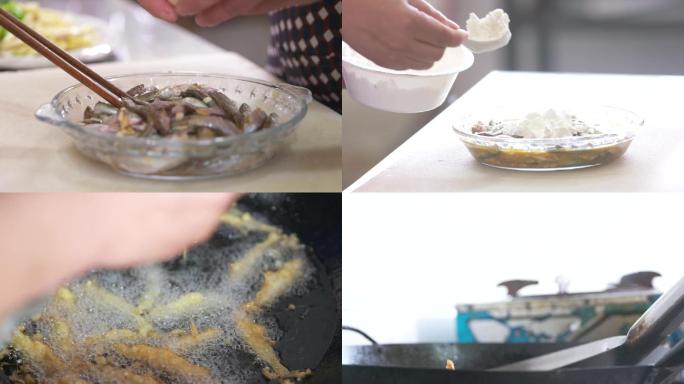 中国传统美食制作过程油炸桐花鱼A004