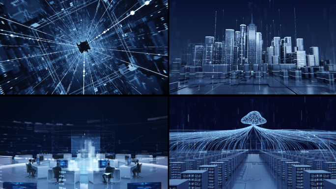 科技AI大数据云计算城市场景_视频素材