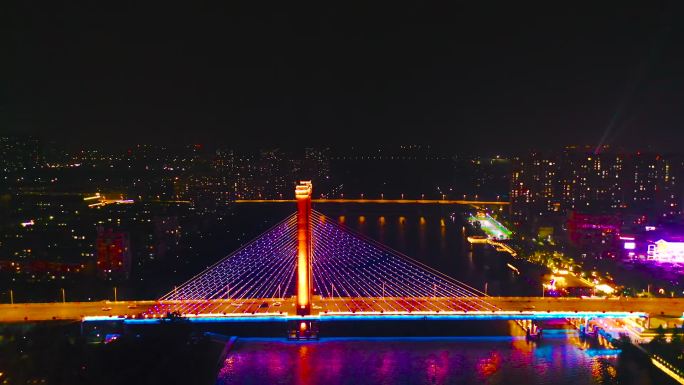 宿迁大桥夜景大运河航拍